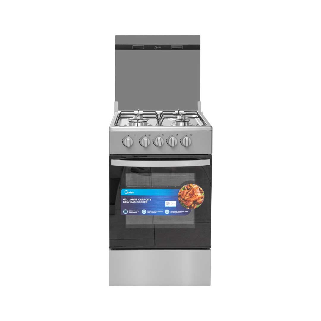 MIDEA-4-BURNER-GAS-COOKER-STAINLESS-STEEL-GRILL-SP5055T082-S-FRONT MIDEA GAS COOKER 4 BURNER - Image 1